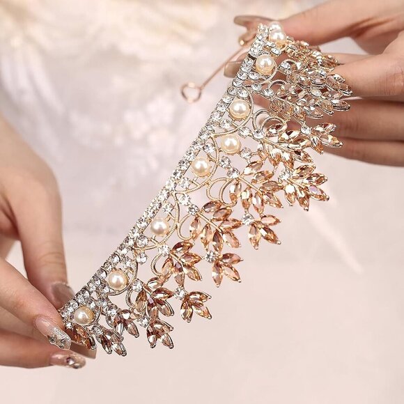Silver Crystal Crown Tiara for Women Bridal Wedding Prom Pageant Party main image 8